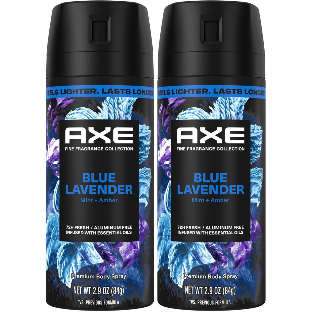 AXE Fine Fragrance Collection Body Spray Blue Lavender Freshness 2.9 oz | For nights out, Helps stay fresh & confident, With odor defense, Blue Lavender
