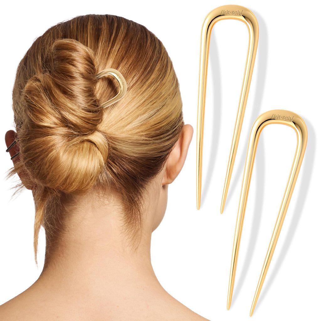 Buy now Kitsch French Hair Pins for Women â€“ Elegant & Durable Metal Hair Fork for Updos, Chignon, Bun & Twist Hairstyles, Secure Hold All Day, Comfortable Fit | Ideal Gifts for Women- Gold, 1pc at indiglob india