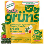 Gruns Kids Multivitamin Kids Greens Gummies, 28 ct | Daily Supplement with Vitamins, Minerals, Adaptogens, and Prebiotic Fiber