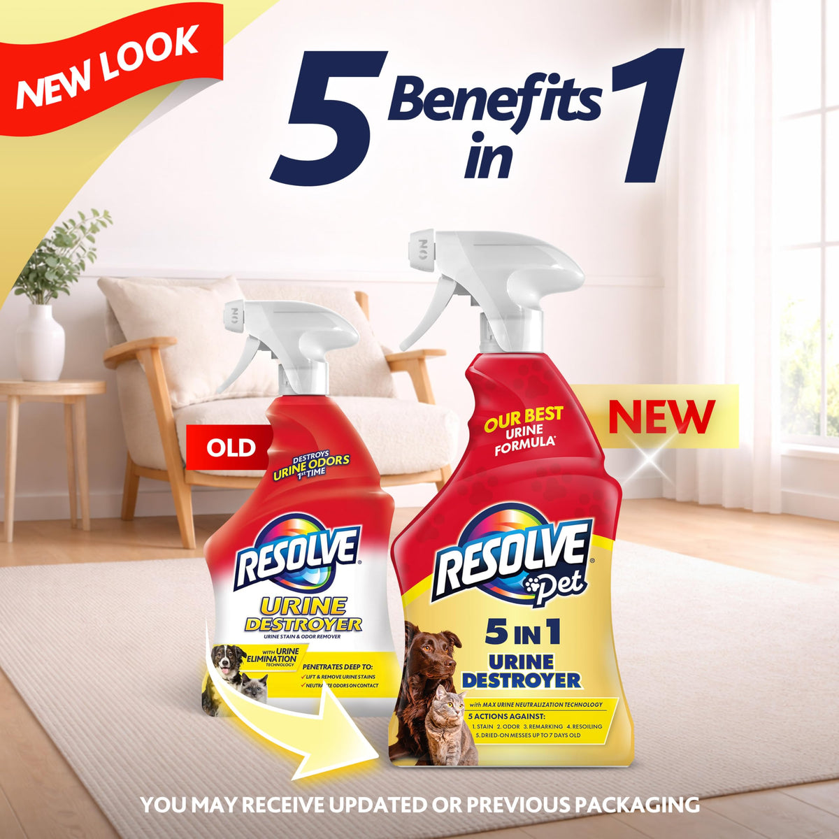 Resolve® 5-in-1 Urine Destroyer Carpet Cleaner Spray, Pet Stains, 22oz