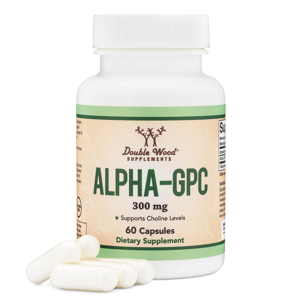 Alpha GPC Choline 600mg, Cognitive Memory + Focus Support, 60 Capsules | Brain, Memory + Focus Supplement, Acetylcholine Precursor, 300mg Active Choline per Capsule, Pre-Workout, Third Party Tested