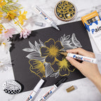 Paint Markers 4 Colors Oil Based Paint Pens – Gold, Silver, Black & White Permanent Paint Marker Set for Metal, Wood, Glass, Rock, Fabric – Waterproof Quick Dry, Easter Egg Decorating & DIY Crafts