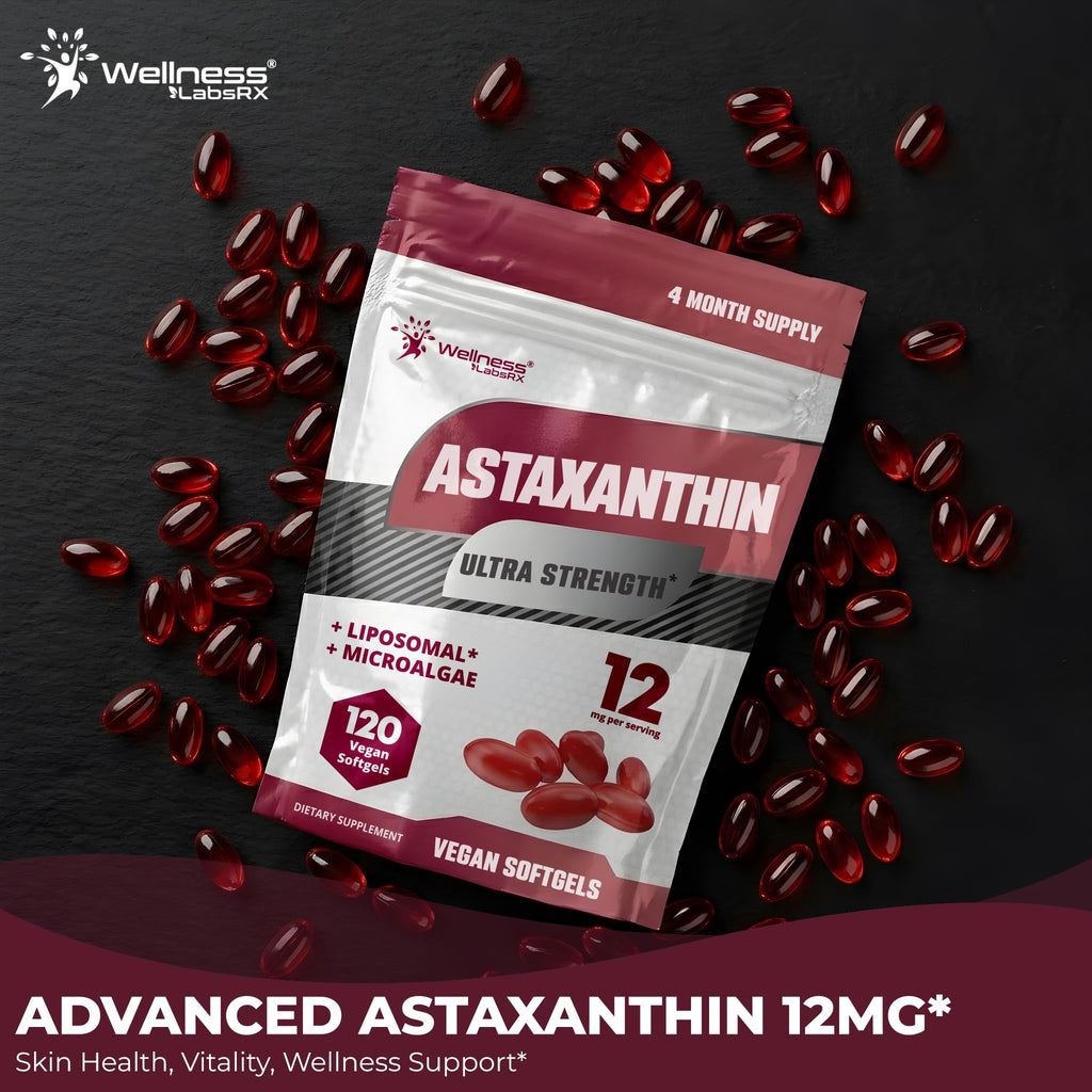 Astaxanthin 12mg, 120 Softgels, 4 Month Supply Axanthanin Supplement