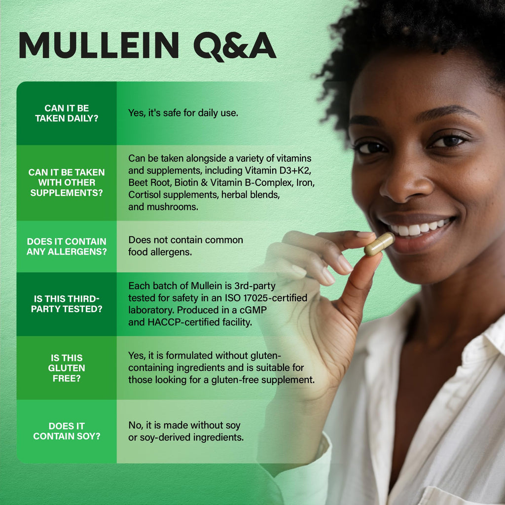 Mullein Lung Detox - Mullein Leaf 10:1 Extract Supplement - 60 Vegan Caps | Marshmallow Root | Echinacea | Quercetin | NAC - 15-in-1 Lung Support & Cleanse for Smokers Supplement - for Women & Men