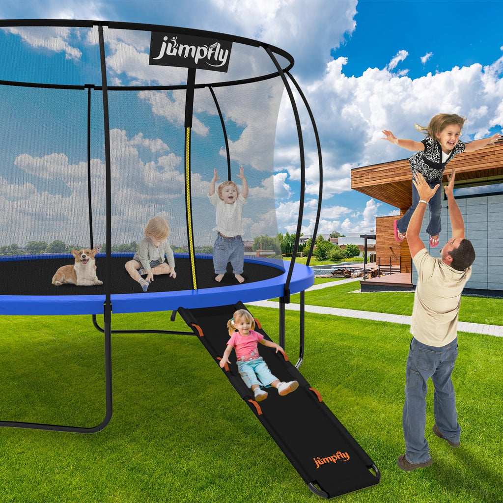 jumpfly Trampoline Slide Ladder Universal Trampoline Ladder with Handles Strong Tear Resistant Fabric Trampoline Accessories for Kids Toddler Climb Up & Slide Down, Orange