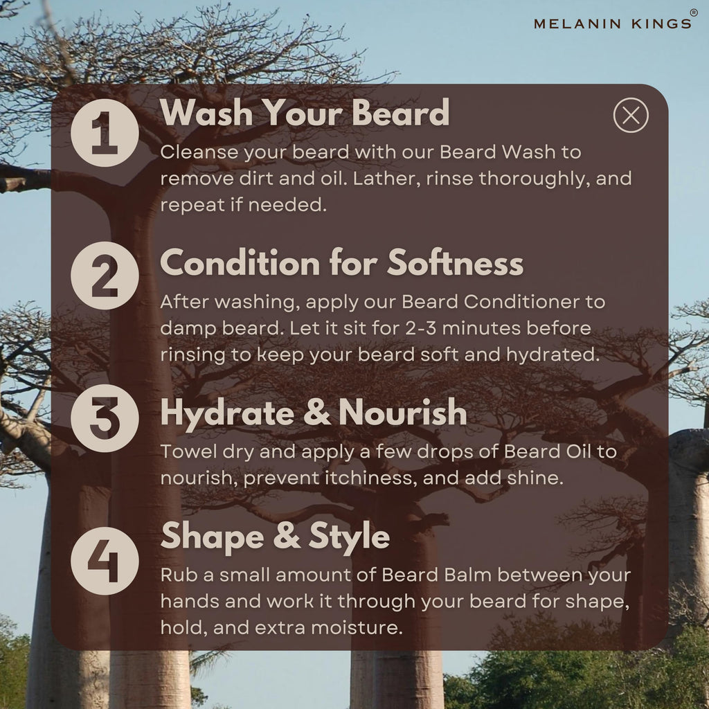 Melanin Kings Beard Balm for Black Men | 3 oz | Ancient African Ingredients | Specialized formula for black men s Kenyan Sandalwood Scent
