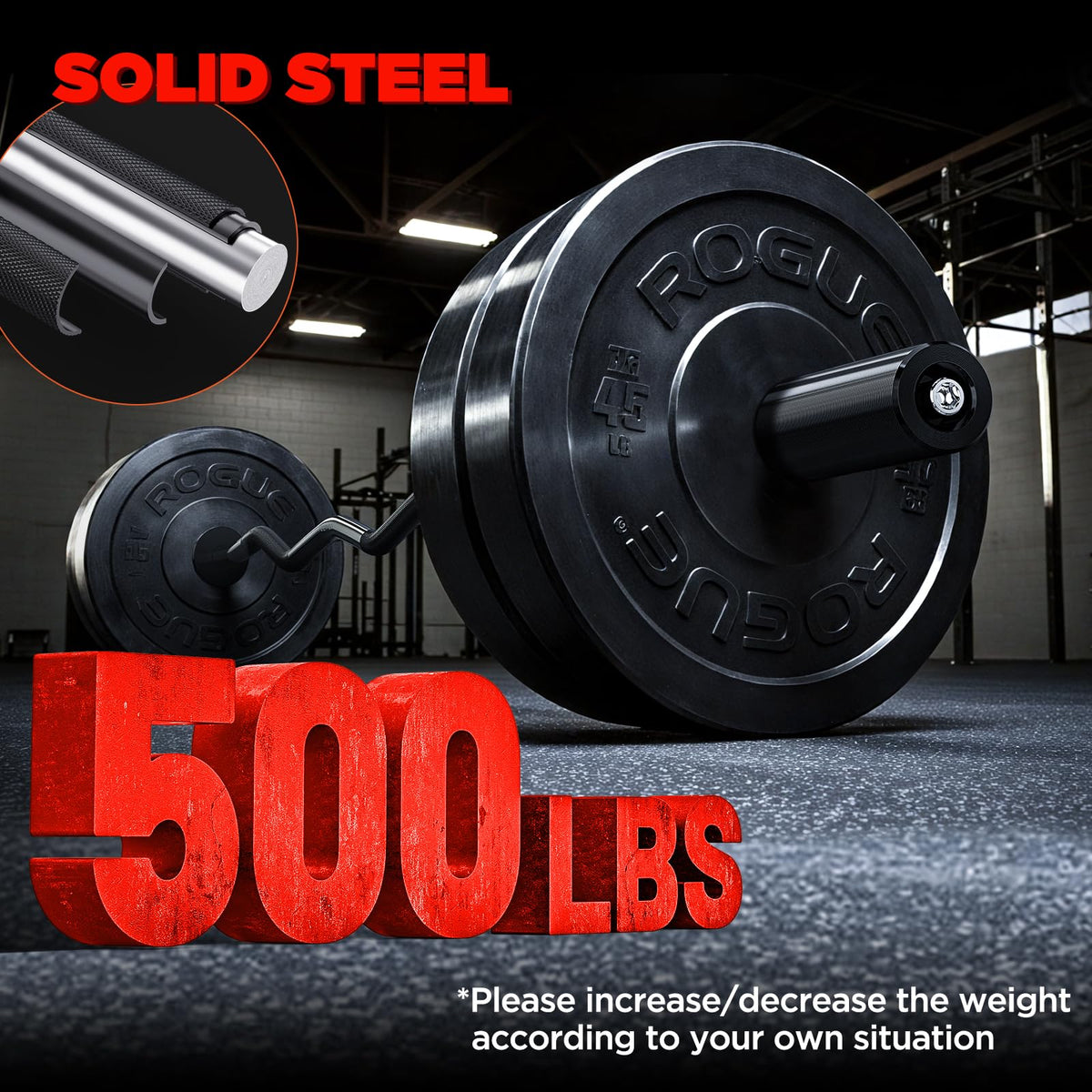 TEEMOO Olympic EZ Curl Barbell Bar, 47" Curl Bar for 2 inch Weight Plates