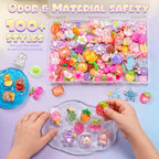 100PCS Flatback Resin Charms Kit with 2PCS Glue Cute Fruit Flower Assorted