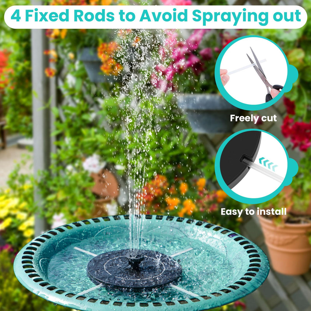 3.5W Solar Water Fountain for Bird Bath with 6 Nozzles & Fixed Pipes