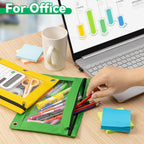 V-Opitos Pencil Pouch for 3 Ring Binder, Bulk 6 Pack 3-Holes Zipper Pencil Pouches in Assorted Colors, Sturdy and Durable Cloth Pencil Case with Clear Window for Office School College Supplies