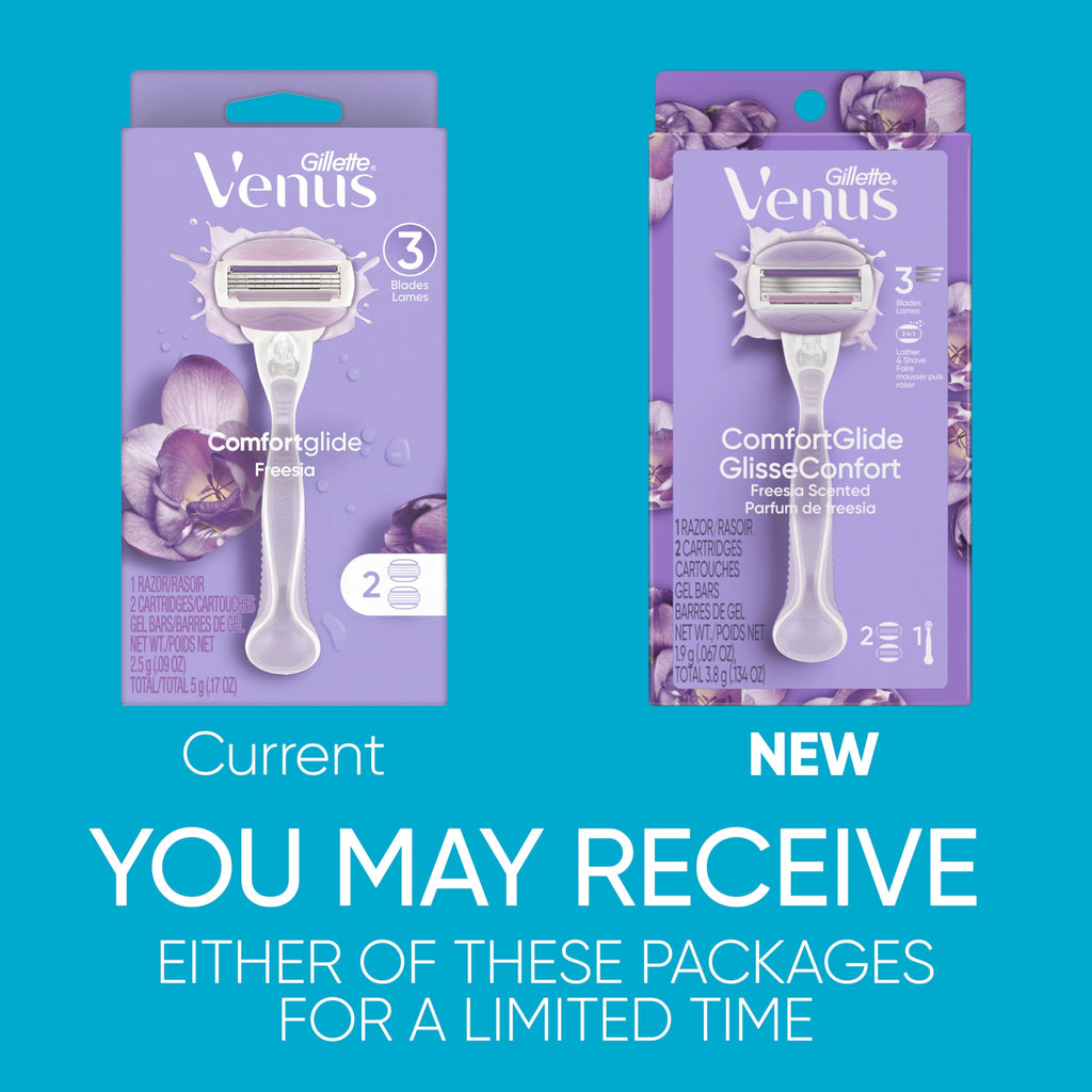 Gillette Venus ComfortGlide Freesia Women's Razor - 1 handle + 2 refills