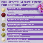Cortisol Reducer for Men & Women with Ashwagandha & Magnesium, Vegan