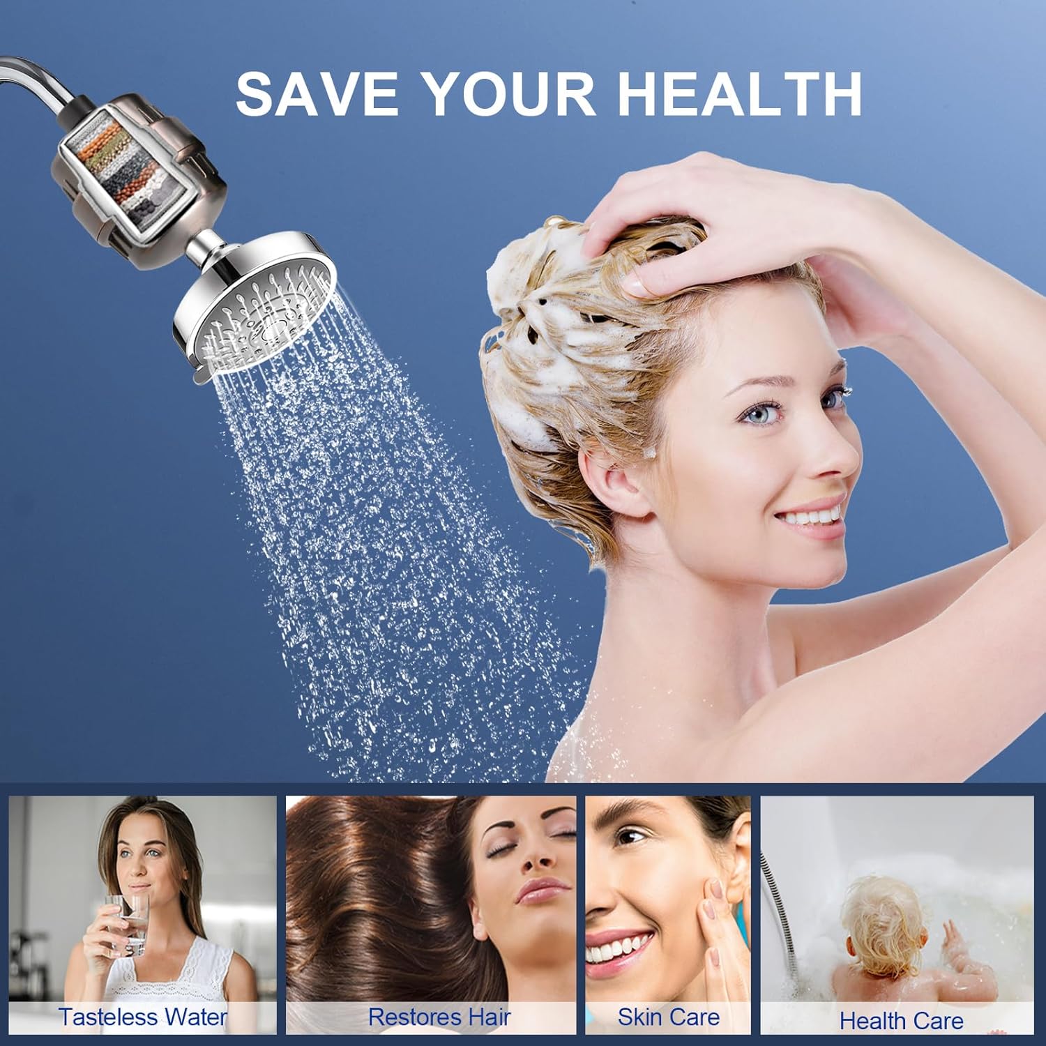 Buy now Shower Water Filter, 15 Stage Shower Head Filter for Hard Water, High Output Water Filters for Removing Chlorine and Fluoride, Improves the Condition of Your Skin, Hair and Nails - ORB at indiglob india