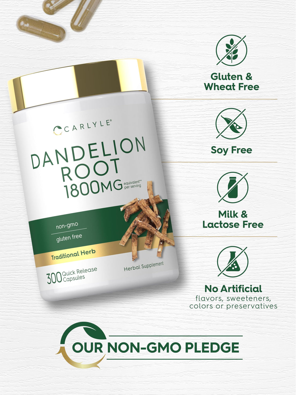 Carlyle Dandelion Root Extract | 300 Capsules | Herb Supplement