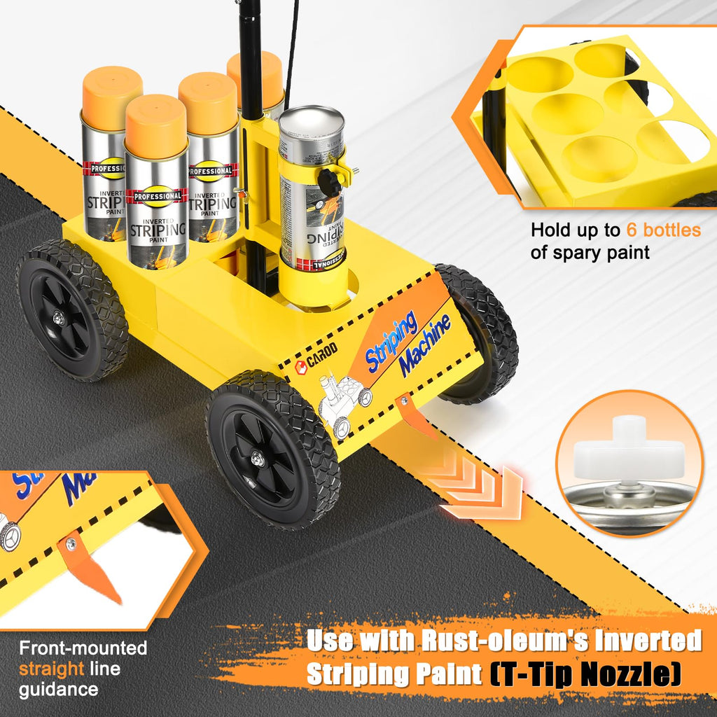 CAROD Striping Line Marking Machine, Parking Lot Striping Machine, Compatible with Professional Inverted Striping Spray Paint, Line Striper Machine for Fast and Accurate Marking, Yellow