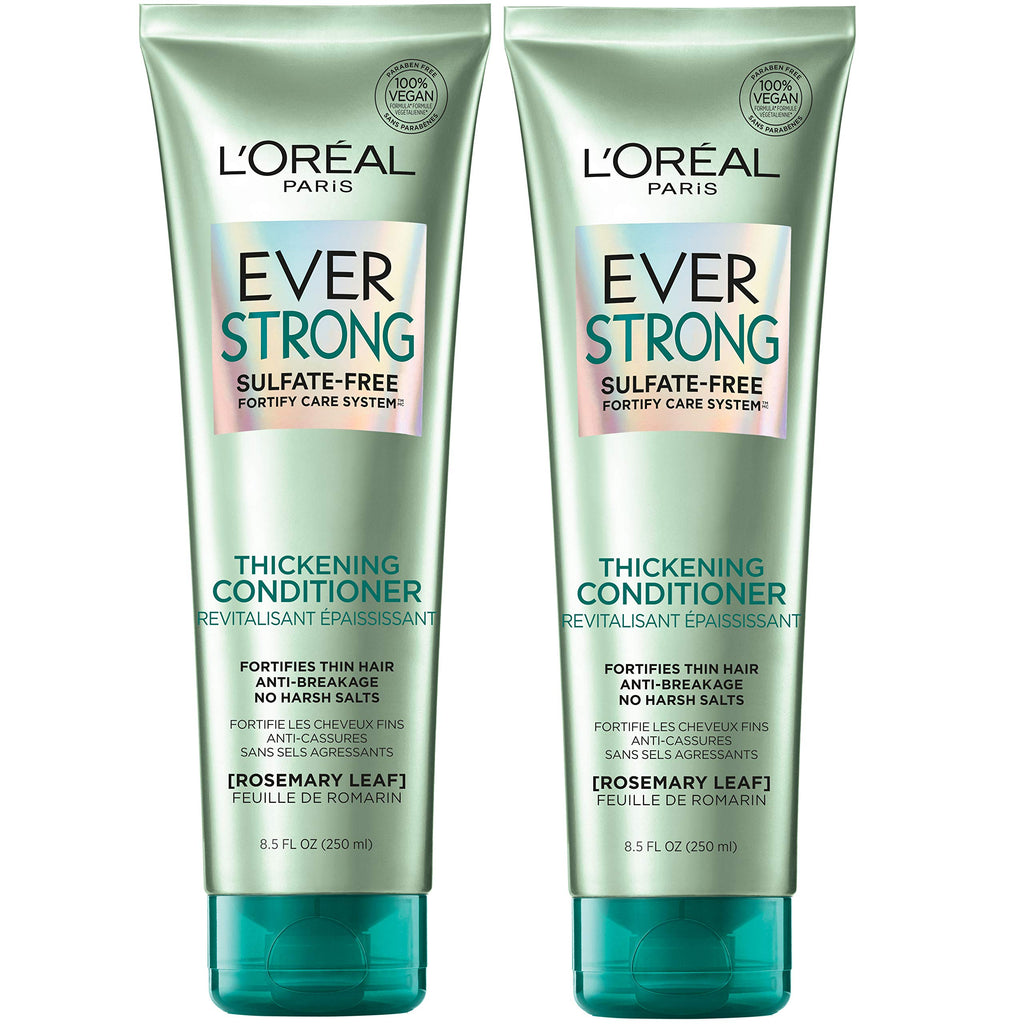 L'Oreal Paris Thickening Sulfate Free Conditioner, Thickens + Strengthens Thin, Fragile Hair, Hair Care with Rosemary Leaf, EverPure, 8.5 Fl Oz (Packaging May Vary)