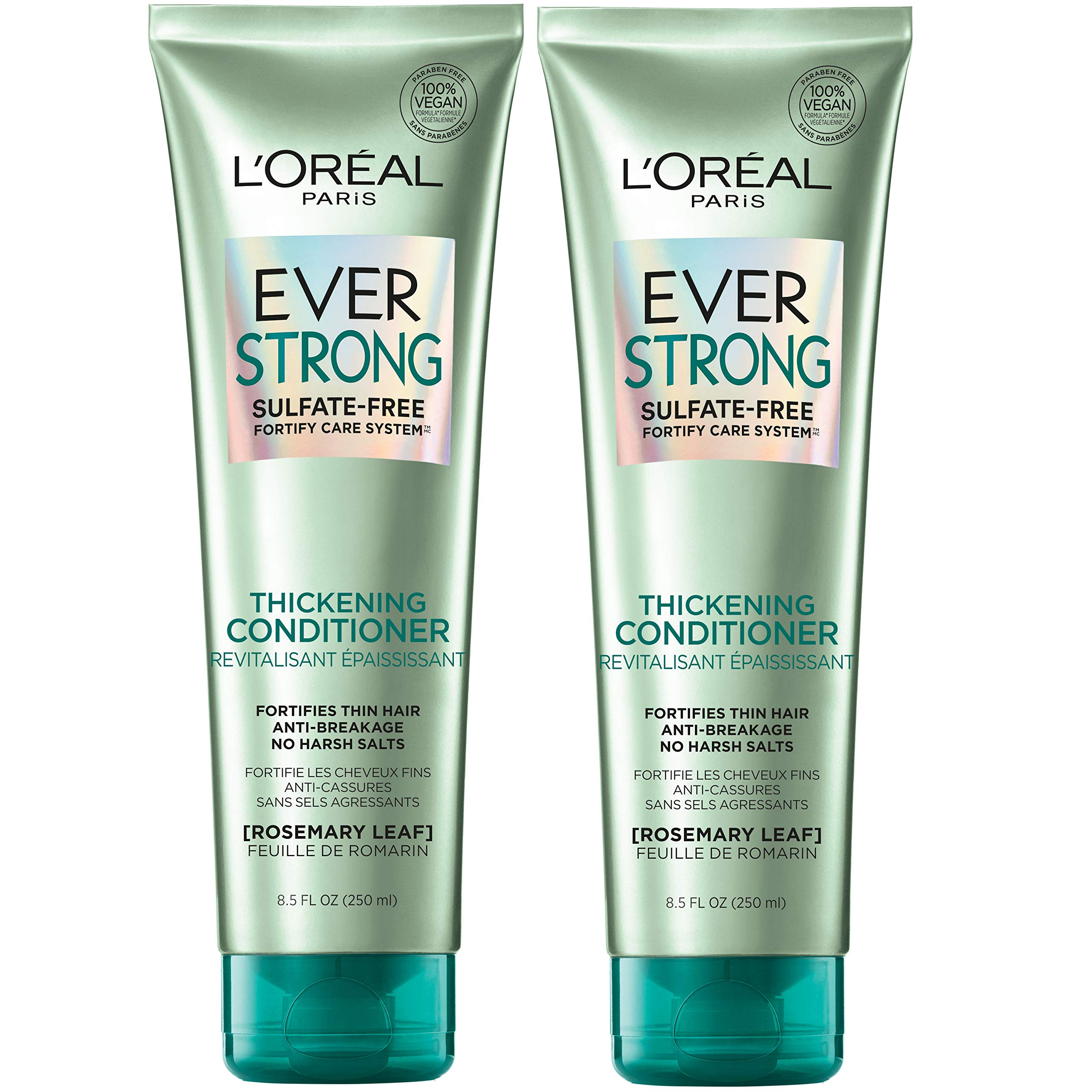 L'Oreal Paris Thickening Sulfate Free Conditioner, Thickens + Strengthens Thin, Fragile Hair, Hair Care with Rosemary Leaf, EverPure, 8.5 Fl Oz (Packaging May Vary)