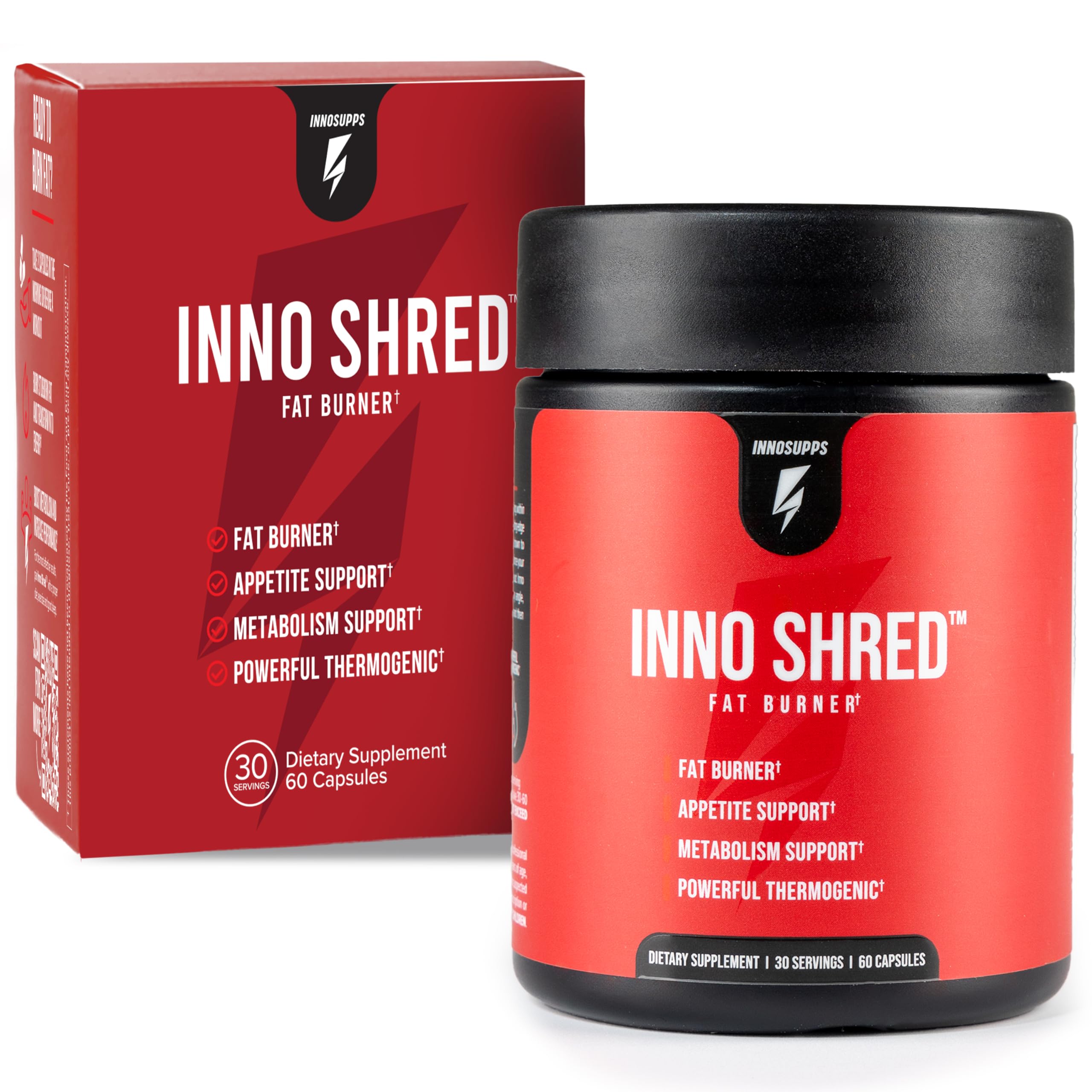 Inno Shred GLP-1 Thermogenic Fat Burner & Appetite Support, 30 Servings | Weight loss, metabolism & energy support with Berberine, Green Coffee Bean, B Vitamins; GLP-1 support for men & women