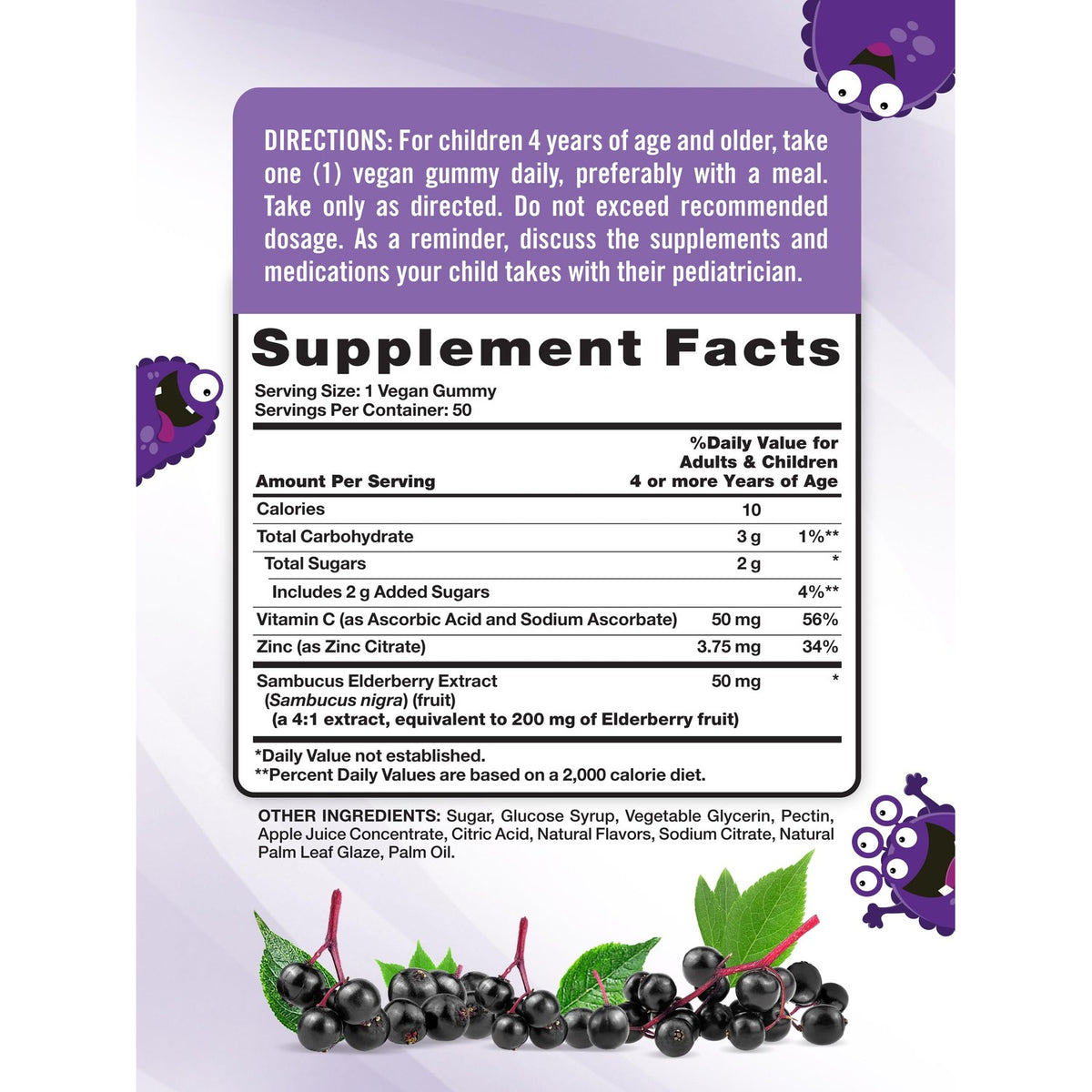 Nature's Truth Kids Elderberry Gummies | 50 Count | with Zinc and Vitamin C