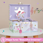 Buy now Jewelkeeper Musical Jewelry Box for Girls with Spinning Unicorn, Glitter Rainbow and Stars Design Music Box for Necklace, Earrings, and Accessories, Plays The Beautiful Dreamer Tune at indiglob india