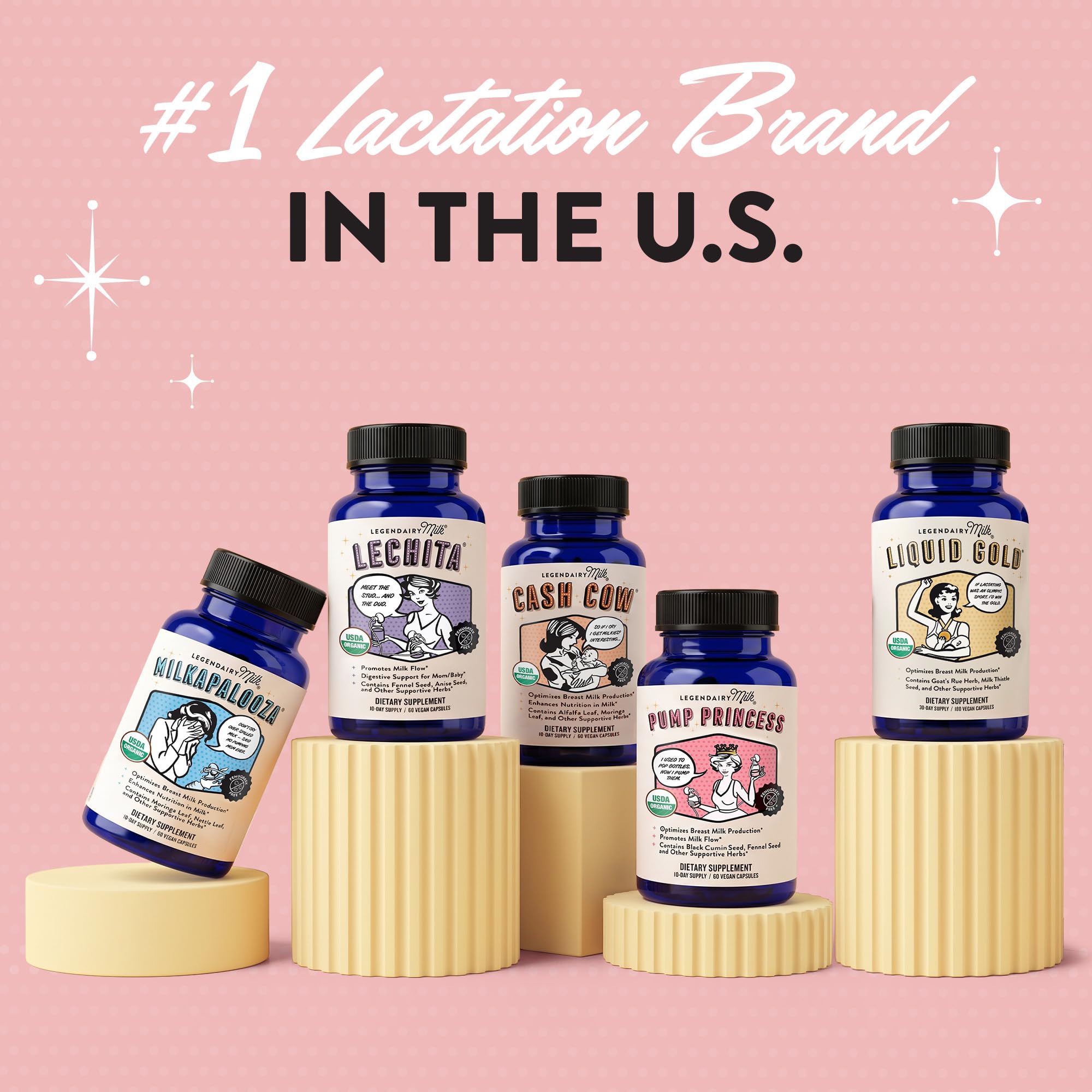 Legendairy Milk Liquid Gold Organic Lactation Support, 60 Capsules | Organic goat's rue, milk thistle, shatavari and fennel provide fenugreek-free lactation and breast milk supply support