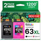 63XL Ink Cartridges Black and Color Replacement for HP Ink 63 XL Combo Pack
