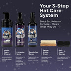 Hat Cleaning Kit – 4-Step Headwear Cleaner with Foam, Brush, Deodorizer & Protector – Safe for Baseball Caps, Snapbacks & All Types of Fabrics