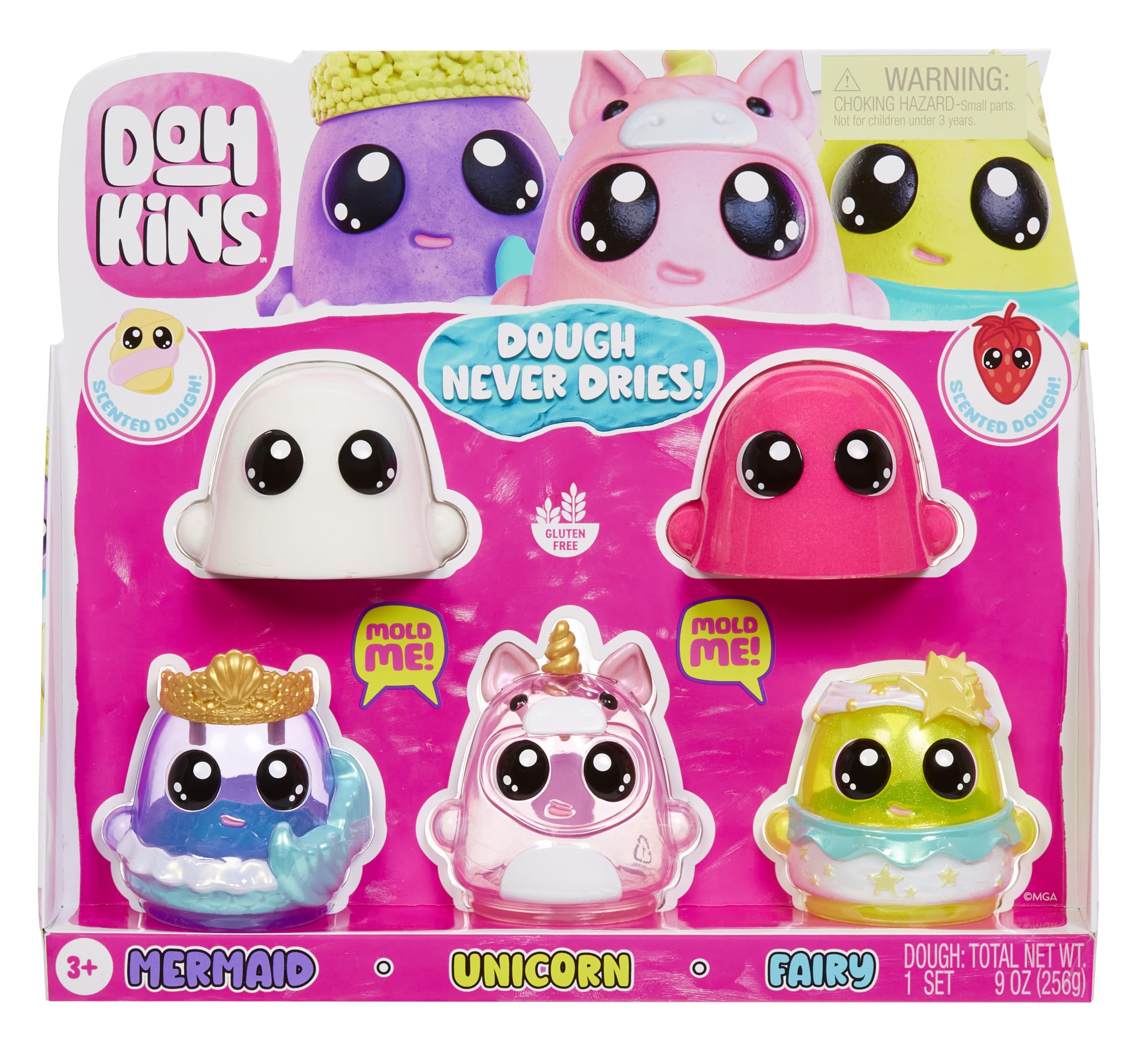 Buy now DohKins Fantasy Pack Characters, Mermaid, Unicorn, Fairy - Dough Never Dries, Ages 2+ at indiglob india