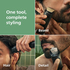 Norelco Philips All-in-One 3000 13-in-1 Trimmer, Face & Hair, Steel Blades | Beard Styler, Nose & Detail Trimmer, Hair Clipper, Self-Sharpening Blades, 8 lengths, 60-Min Runtime, Rinseable, MG3939/50