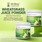 Buy now Dr. Berg USDA Certified Organic Green Powder Superfood (60 Servings) - Made with Raw Wheatgrass, Chlorophyll, Trace Minerals & Natural Enzymes - Non-GMO Green Superfood Powder - Lemon Flavor at indiglob india
