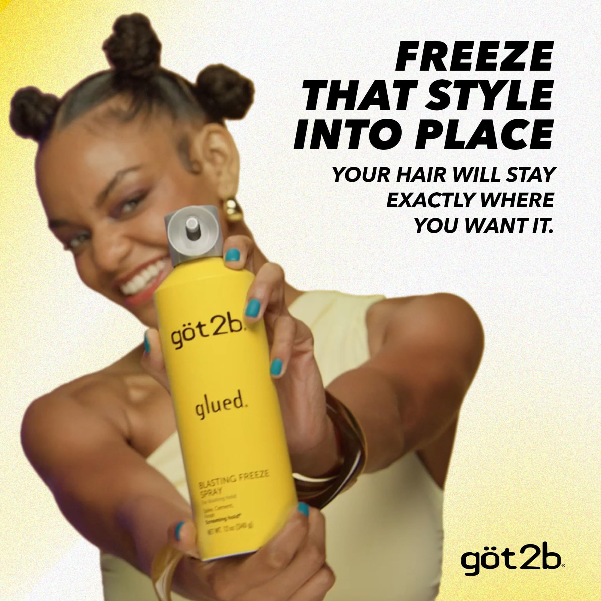 got2b Glued Blasting Freeze Hairspray, 12 oz, 2-Pack, Strong Hold | Spikes and styles stay in place, Lasts until your next shampoo, Wind resistant formula, No stickiness, Aerosol spray