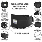 Dip Belt With Chain For Weight Lifting Optimal For Pull Ups Dips Squats Weightlifting Belt Squat Attachment Workout Dipping Belt - Unisex Gym Equipment