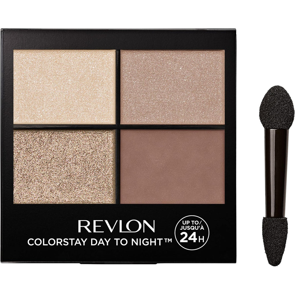 Revlon ColorStay Day to Night Eyeshadow Quad, 555 Moonlit, 0.16 oz | Longwear eyeshadow quad with velvety, blendable matte & shimmer shades. Crease & smudge proof. Up to 24hr wear.