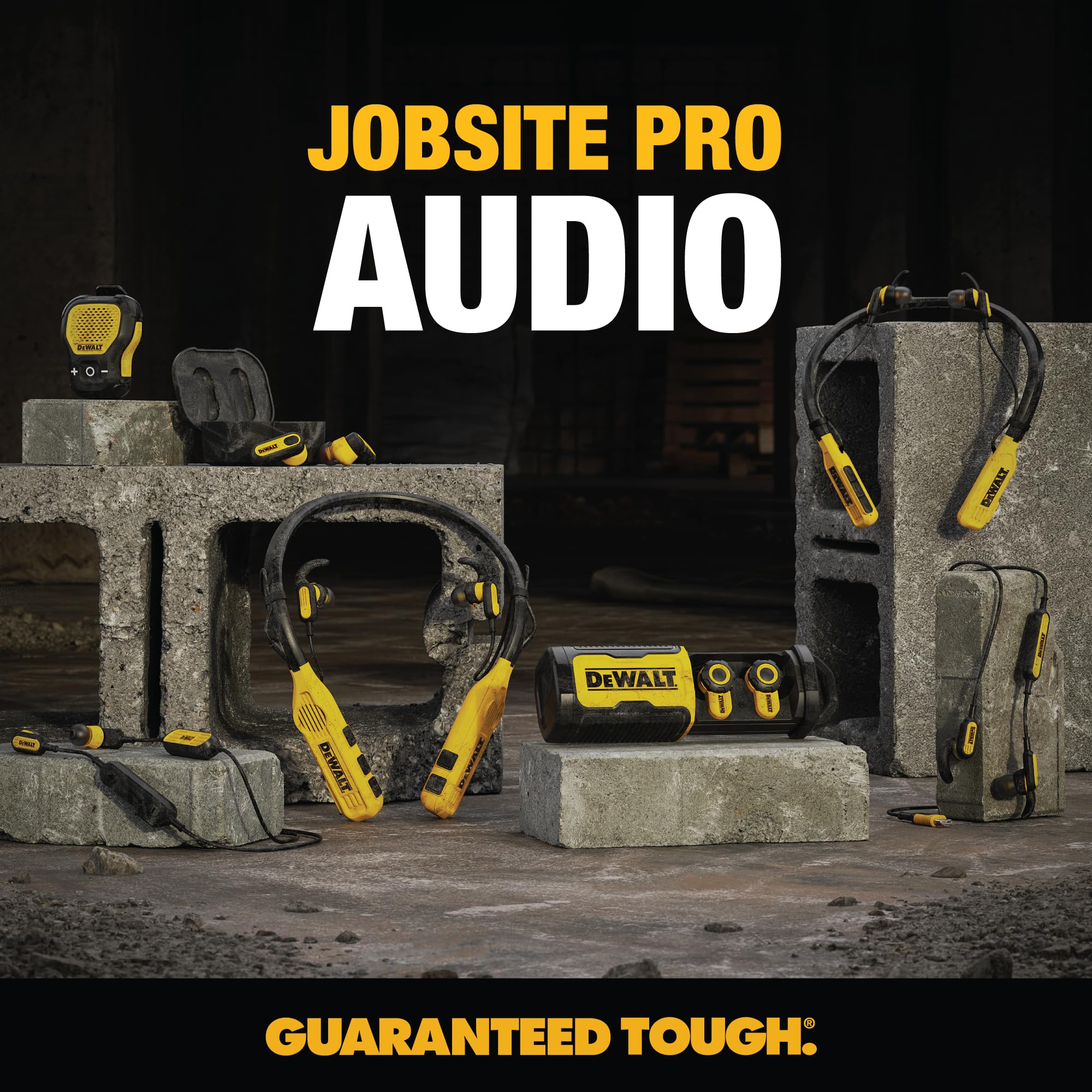 Buy now DEWALT Heavy Duty Bluetooth Jobsite Pro X2 ANC True Wireless Earbuds, Active Noise Cancelling Work Earbuds, Turn Dial Controls, 10Hr Runtime (40+ w/Case), 4 EQ Modes, IP54 at indiglob india