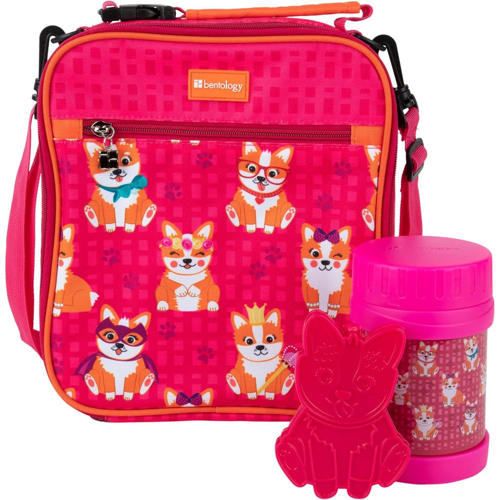 Buy now Kids Complete Pink Corgi Lunch Box Kit - Insulated Soft Bag Sleeve, Convertible Tote Strap for Kids, 13oz Food Jar & Reusable Hard Ice Pack - Keeps Food Hot or Cold for Hours- Back to School Essential Corgi at indiglob india