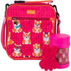 Buy now Kids Complete Pink Corgi Lunch Box Kit - Insulated Soft Bag Sleeve, Convertible Tote Strap for Kids, 13oz Food Jar & Reusable Hard Ice Pack - Keeps Food Hot or Cold for Hours- Back to School Essential at indiglob india