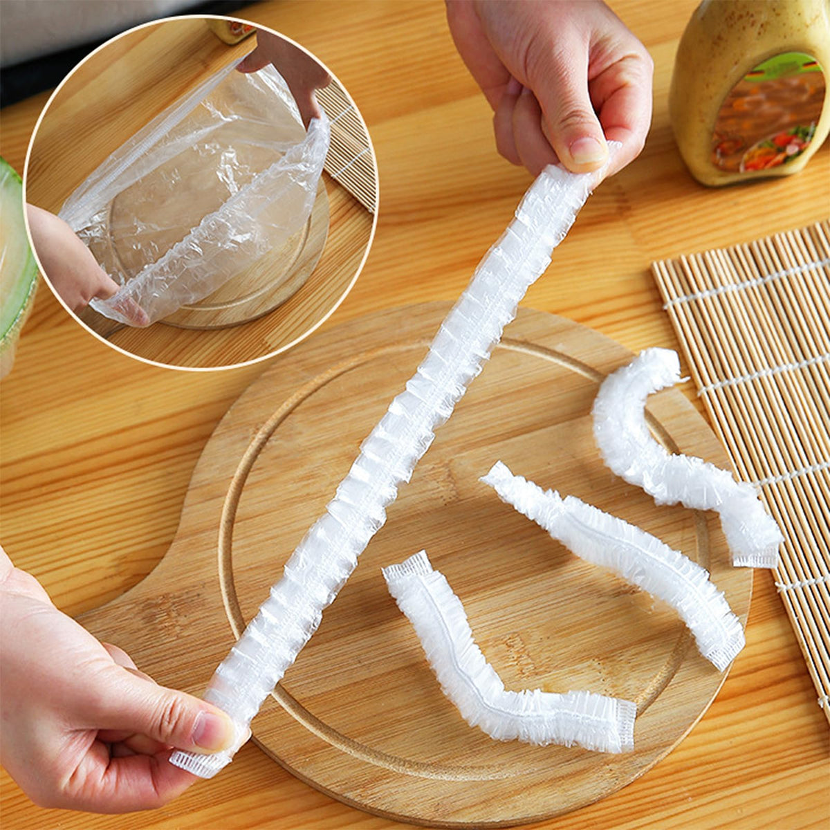 300PCS Elastic Food Covers Fresh Keeping Bags Disposable Stretchable Bowl Covers Universal Kitchen Wrap Seal Bags for Food Storage Bread Proofing and Outdoor Picnics, Adjustable Household Plastic Wrap