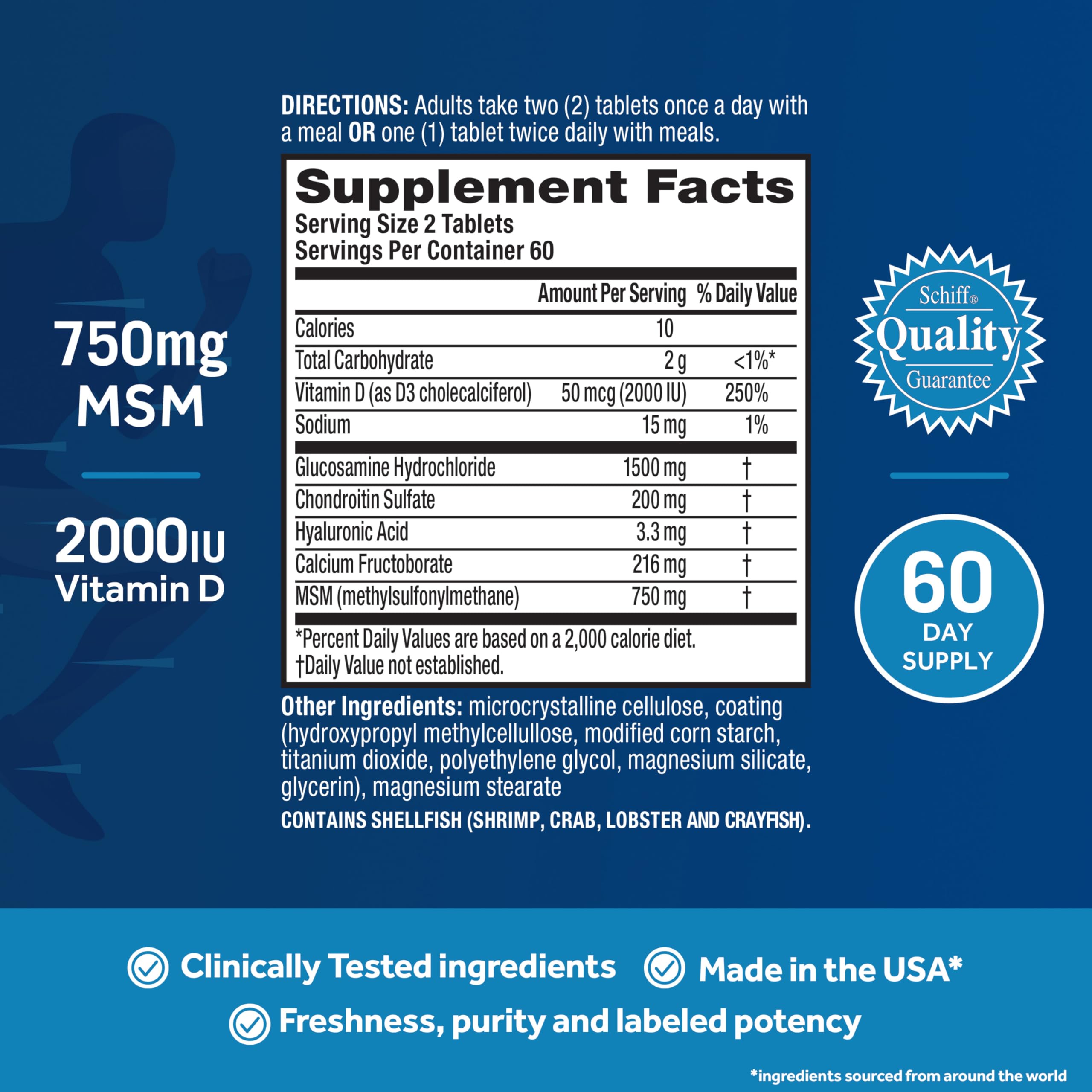 Move Free Advanced Glucosamine Chondroitin MSM + Vitamin D3-120 ct | Joint Support Supplement, Supports Mobility Comfort Strength Flexibility & Bone + Immune Health, 120 tablets (40 Servings)