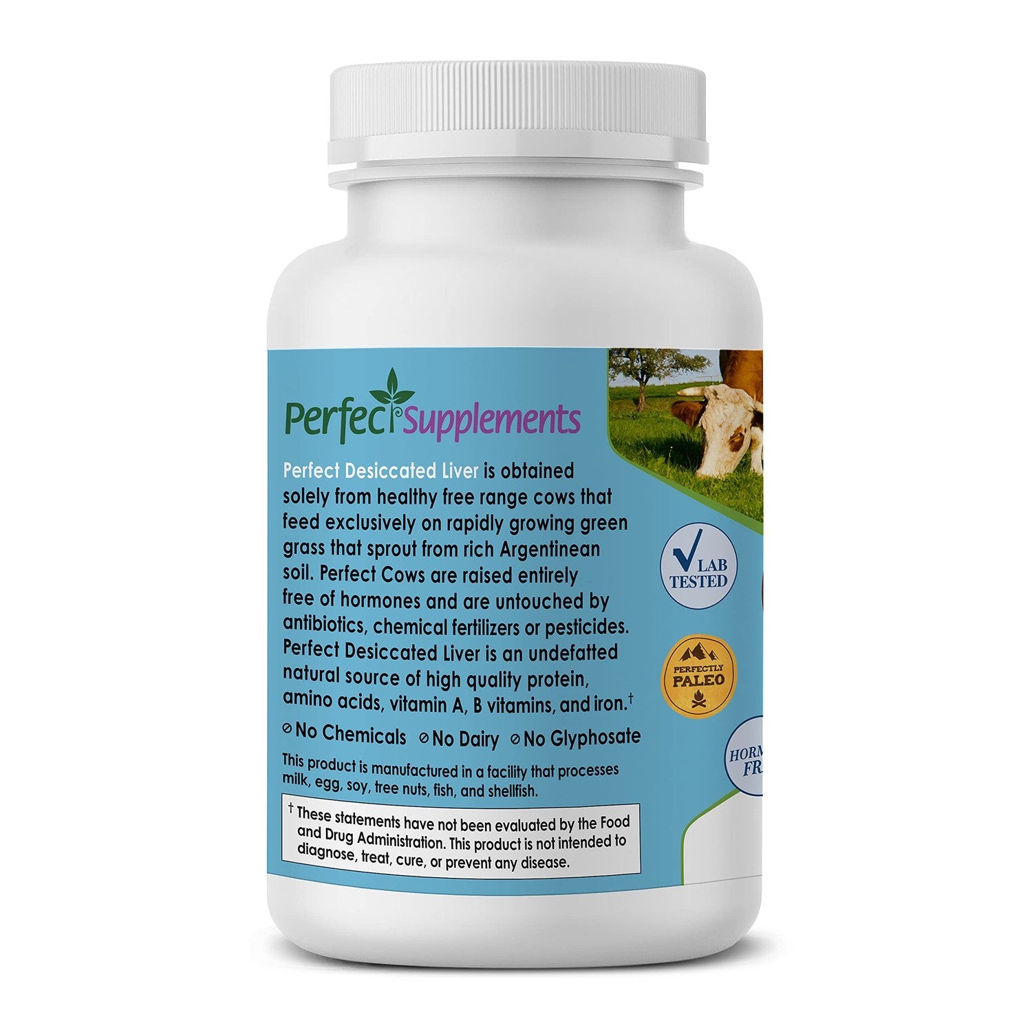 Perfect Supplements – Perfect Desiccated Liver – 120 Capsules - Undefatted Beef Liver – Natural Source of Protein, Iron, Vitamins A & B