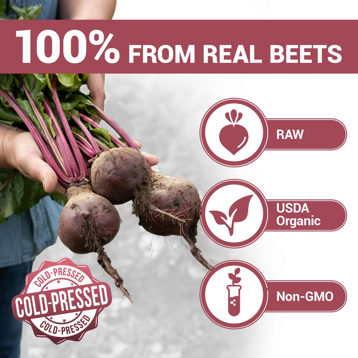 Dr. Berg Raw Organic Beet Powder from Real Earth-Grown Beets – USDA Certified Organic Beet Root Powder to Support Nitric Oxide Levels, Energy, Blood Flow, & Heart Health* – 30 Servings
