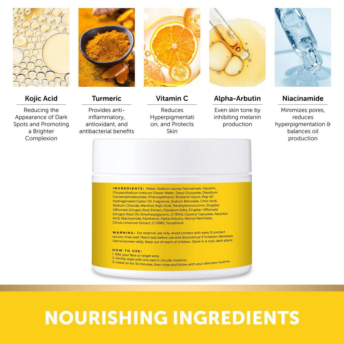 VALITIC Turmeric and Kojic Acid Cleansing Pads for Dark Spots 60 Units