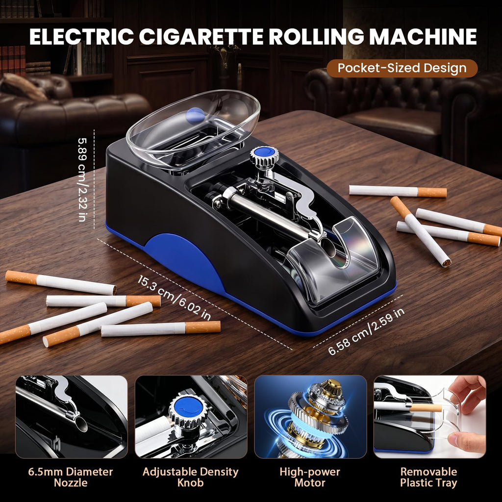 NEWTRY Cigarette Rolling Machine, Electric Automatic Roller 0.26"Tube, Blue