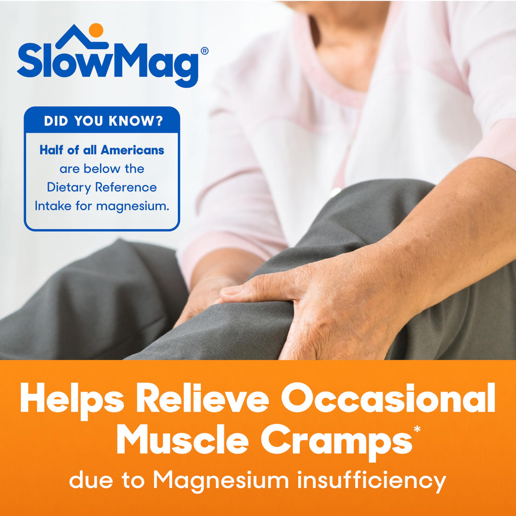 SlowMag Muscle & Heart Magnesium Chloride Supplement with Calcium, 120 Count, Supports Muscle Relaxation, Heart, Nerve & Bone Health, High Absorption