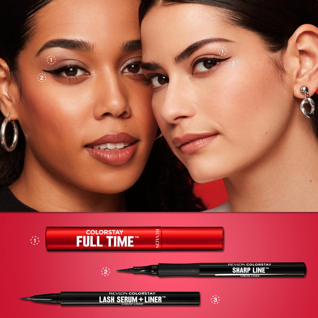 Revlon ColorStay Sharp Line Liquid Eyeliner, Blackest Black, 0.04 fl oz | Waterproof liquid eyeliner with felt tip for sharp, thin-to-thick lines. Smudge-proof, long-lasting.