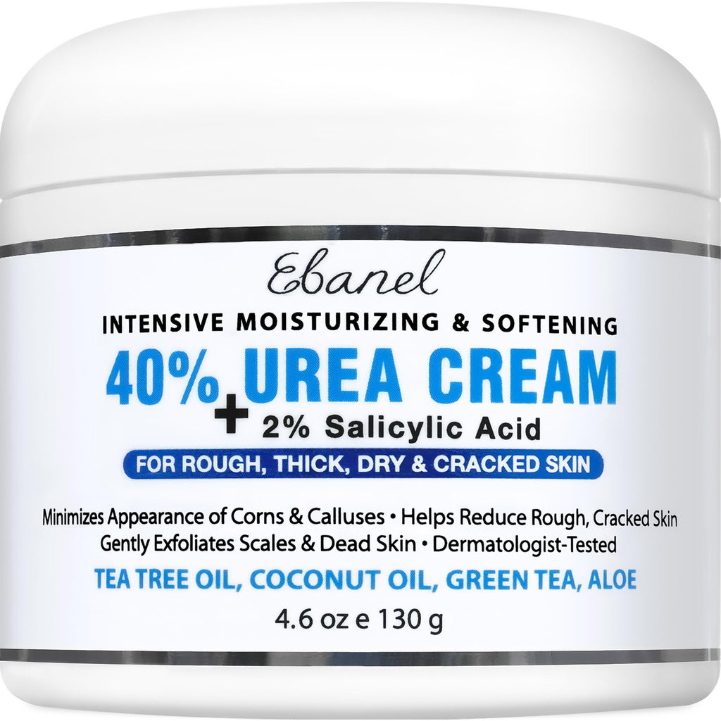 Ebanel Urea Cream 40% plus Salicylic Acid 2% for Dry Cracked Feet Skin | Deeply Moisturizes & Softens Dry Cracked Heels, Feet, Knees, Elbows, Hands, Rough Dead Skin Callus Remover Toenail Softener