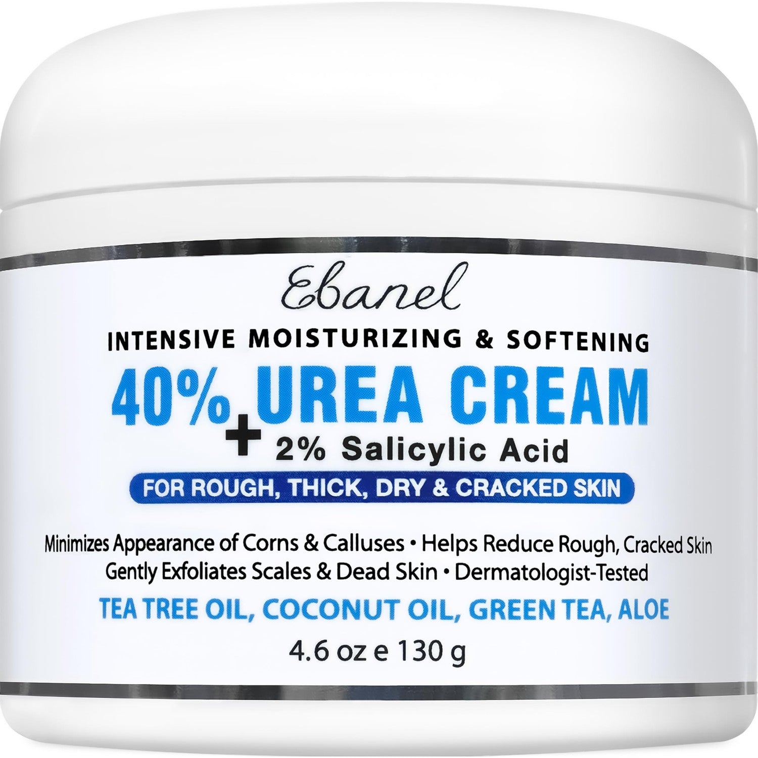Ebanel Urea Cream 40% plus Salicylic Acid 2% for Dry Cracked Feet Skin | Deeply Moisturizes & Softens Dry Cracked Heels, Feet, Knees, Elbows, Hands, Rough Dead Skin Callus Remover Toenail Softener