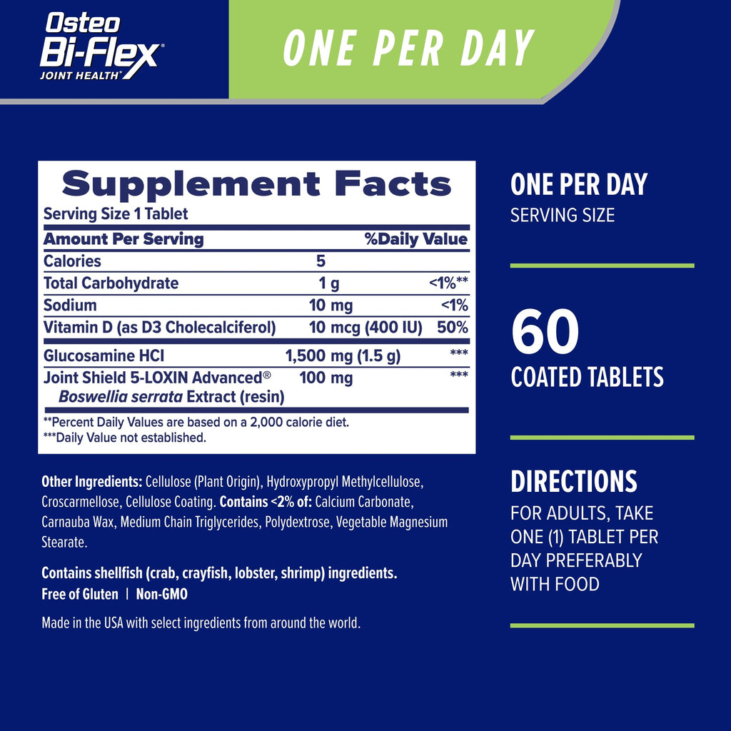 Osteo Bi-Flex One Per Day Vitamin D Supplement, 60 Coated Tablets | Improve Joint Function, Support Bone and Immune Health