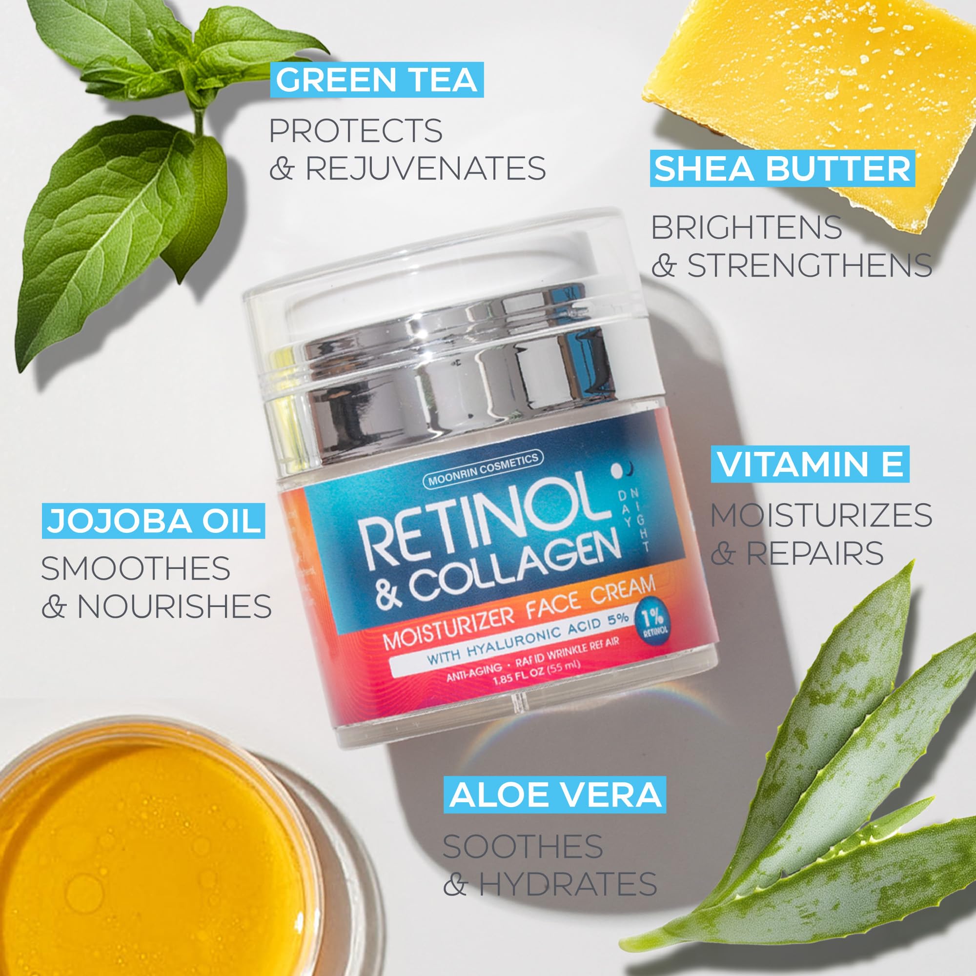 Buy now Retinol Cream for Face with Hyaluronic Acid, Day-Night Anti-Aging Moisturizer for Women, Men, Collagen Cream for Face Reduces Wrinkles, Dryness, 1.85 Oz at indiglob india