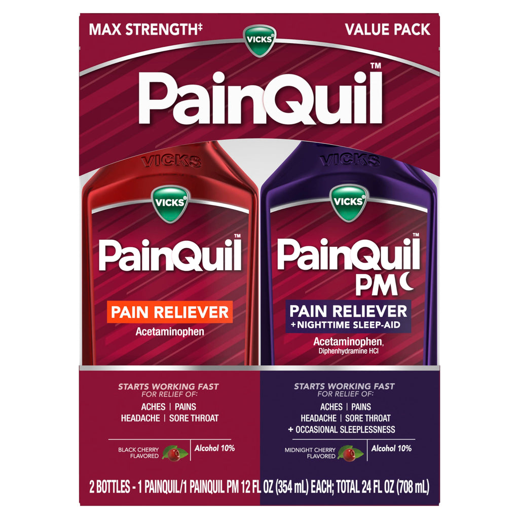 Buy now Vicks PainQuil & PainQuil PM Pain Relief Liquid, 1000mg Acetaminophen, 2x12 oz at indiglob india