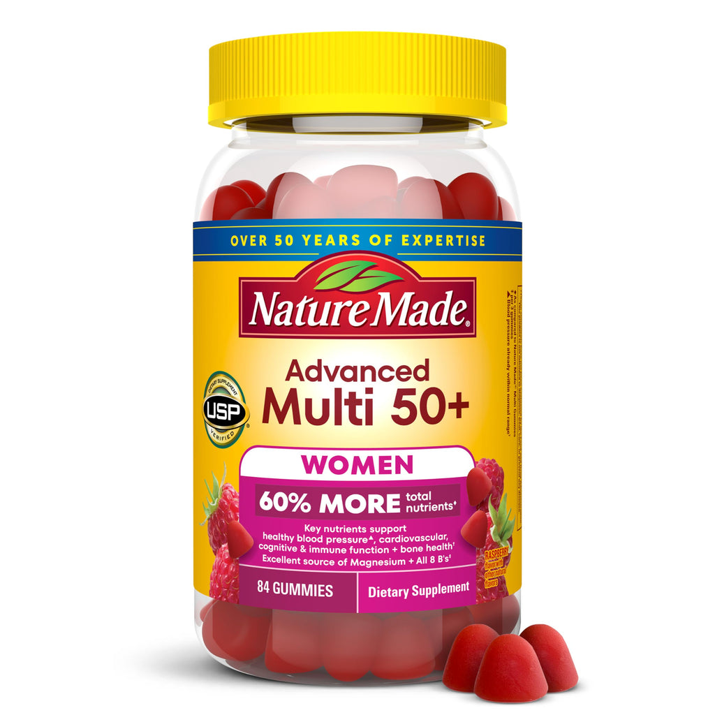 Nature Made Advanced Multivitamin Gummies 50 + for Her, Womens Multivitamins Gummies with Magnesium Citrate, Vitamin D3, Zinc, Calcium and All 8 B Vitamins, 28 Day Supply, 84 Count (Pack of 2)